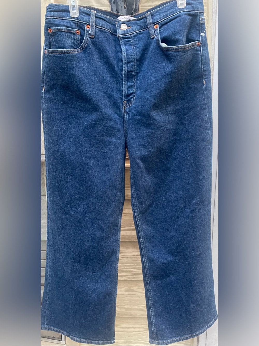 RE/DONE HIGH RISE WIDE LEG CROP JEANS HERITAGE RINSE Sz 31